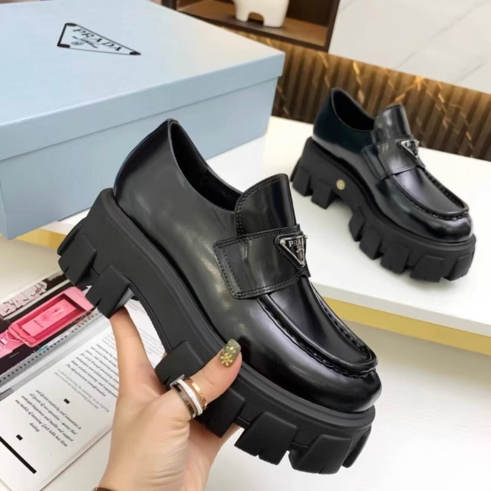 Prada Glossy Black Chunky Loafers - Picture 5 of 6